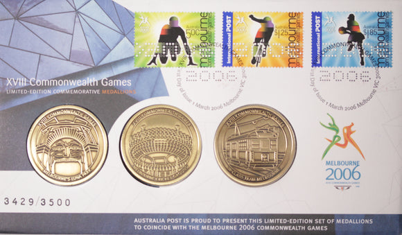 2006 XVIII Melbourne Commonwealth Games Medallion Trio