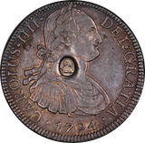1794 Charles IV 8 Reales George III Oval Counterstamped gEF