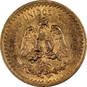 Mexico 1919 2.5 Pesos Gold Coin aEF