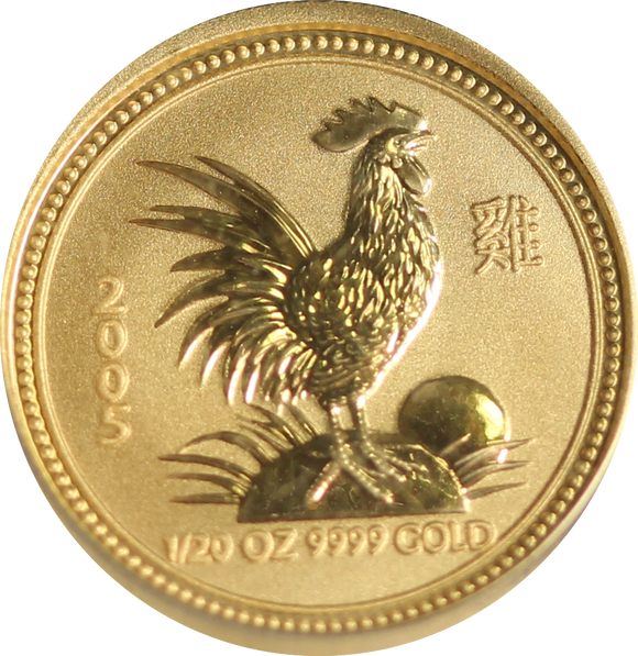 2005 Year of the Rooster 1/20oz Gold Coin in Box (Series I)