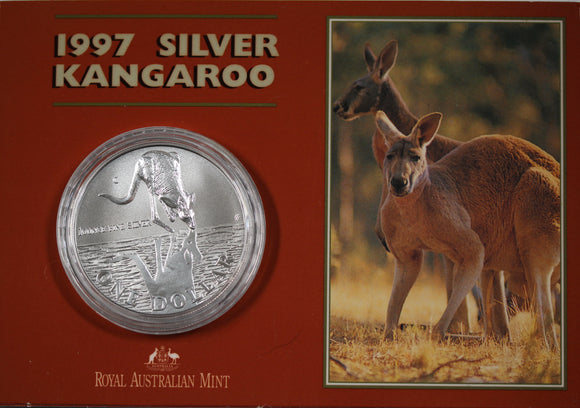 1997 Australian Kangaroo 1oz Silver Coin in Card