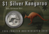 2005 Australian Kangaroo 1oz Silver Coin in Card