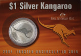 2004 Australian Kangaroo 1oz Silver Coin in Card