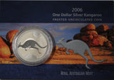 2006 Australian Kangaroo 1oz Silver Coin in Card