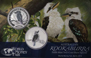 2010 World Money Fair Kookaburra 1oz Silver Coin Pair