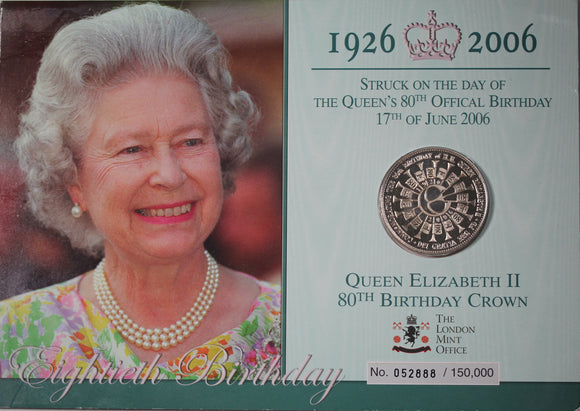 2006 Great Britain UK QEII 80th Birthday Crown Coin