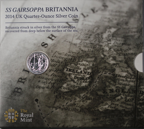 2014 Great Britain UK SS Gairsoppa Britannia 1/4oz Silver Coin