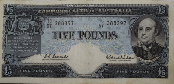 Five Pounds 1960 Coombs/Wilson VF