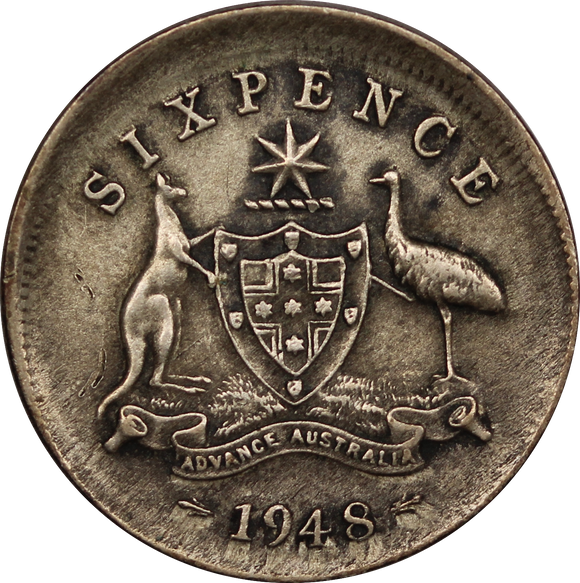 1948 Sixpence Off Centre Struck aVF