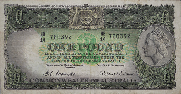 One Pound 1953 Coombs/Wilson gFine