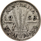 1953 Threepence Circulated