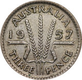 1957 Threepence Circulated