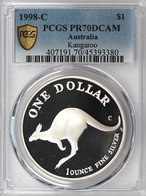 1998 $1 Silver Kangaroo 1oz Coin PR70DCAM