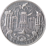 Lost City of Atlantis and Poseidon 1oz Silver Antiqued Round