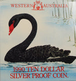 1990 Western Australia Swan $10 Silver Proof Coin