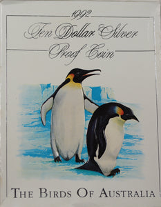 1992 Birds of Australia Emperor Penguin $10 Silver Proof Coin