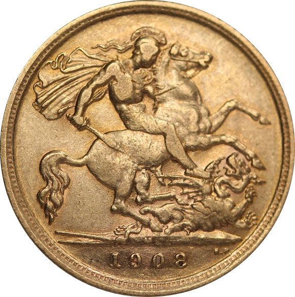 1908 Melbourne Mint Half Sovereign aVF