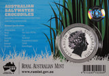 2015 Bindi Australian Saltwater Crocodiles 1oz Silver Coin in Card