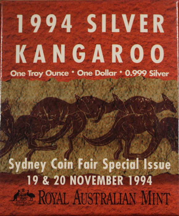 1994 Australian Kangaroo 1oz Silver Coin Sydney Coin Fair Issue
