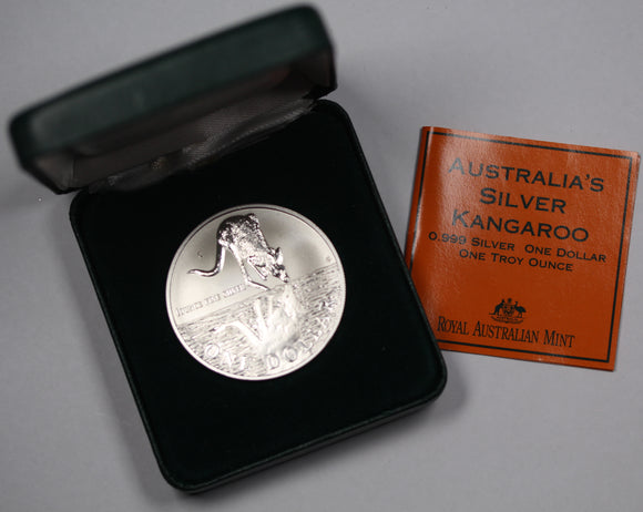1997 Australian Kangaroo 1oz Silver Coin in Box