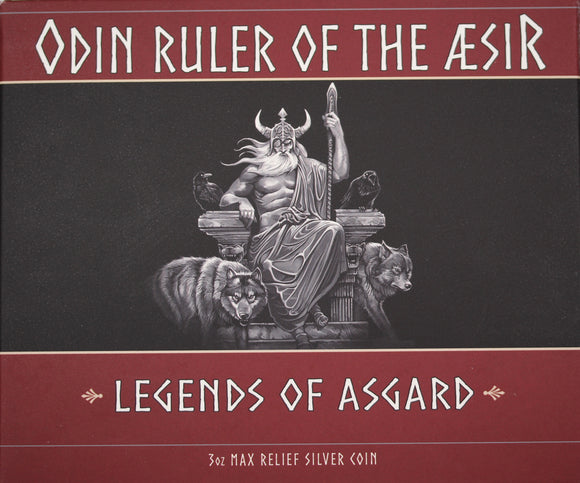2016 Legends of Asgard Odin 3oz Silver High Relief Coin