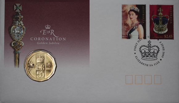 2003 QEII Golden Jubilee Coronation 50c PNC