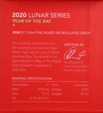 2020 Lunar Year of the Mouse 1/2oz Silver Rectangular Coin