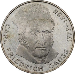 Germany 1977J (Hamburg Mint) 5 Mark 200th Ann. Carl Friedrich Gauss UNC
