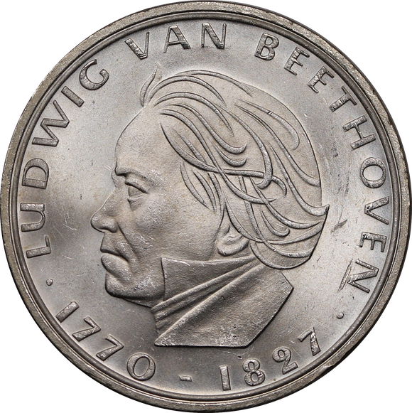 Germany 1970F (Stuttgart Mint) 5 Mark 100th Ann. Beethoven UNC