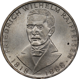 Germany 1968J (Hamburg Mint) 5 Mark 150th Ann. Fredrich Wilhelm Raiffeisen UNC
