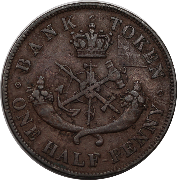 Canada 1850 Half Penny Token Bank of Upper Canada Fine