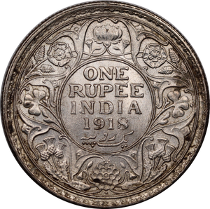 India-British 1918 Rupee gEF