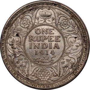 India-British 1914 Rupee aUNC