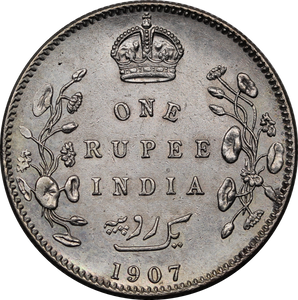 India-British 1907 Rupee EF