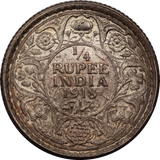 India-British 1918 1/4 Rupee EF