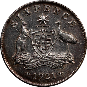 1921 Sixpence EF (Cleaned)