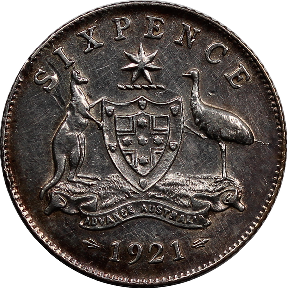 1921 Sixpence EF (Cleaned)