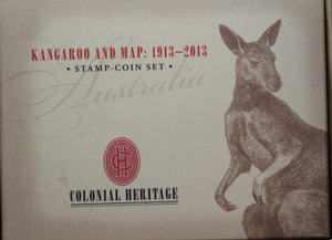 2013 Kangaroo and Map 1/2oz Silver Proof Stamp and Coin Set