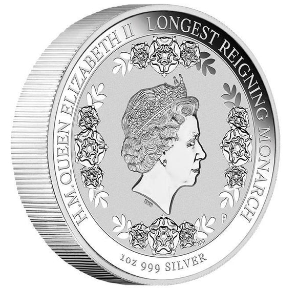 2015 $1 QEII Longest Reigning Monarch 1oz Silver Intaglio Coin
