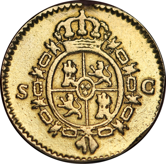 Spain 1788 Gold Half Escudo Fine (ex-mount)