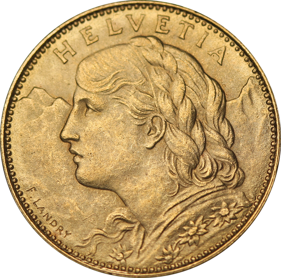 Switzerland 1922 B 10 Francs UNC