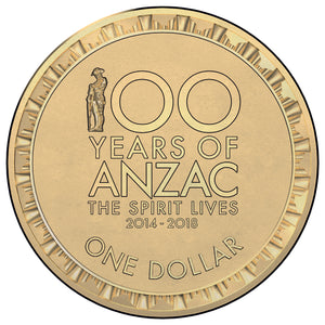 2018 $1 100 Years of ANZAC Uncirculated Individual Coin