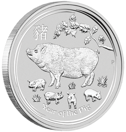 2019 1oz Silver Year of  the Pig Coin