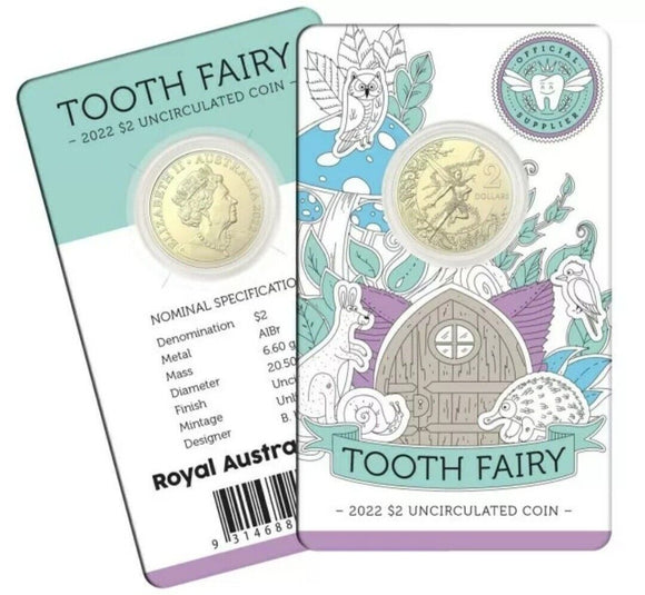 Tooth Fairy 2022 $2 Uncirculated Coin in Card