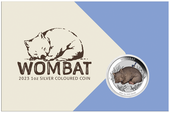 2023 Coloured Wombat 1oz Silver Coin in Card