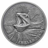 2020 Frilled Neck Lizard $1 1oz Silver Antique Coin