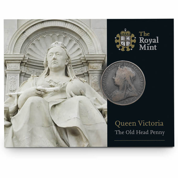 Queen Victoria Old Head Penny on Card